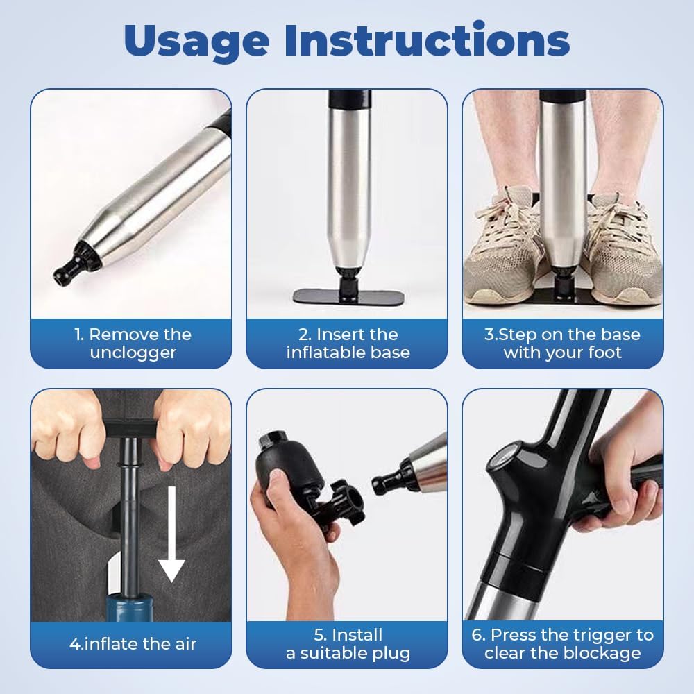 Eadwe Toilet Plunger with Air Pressure Barometer - Black