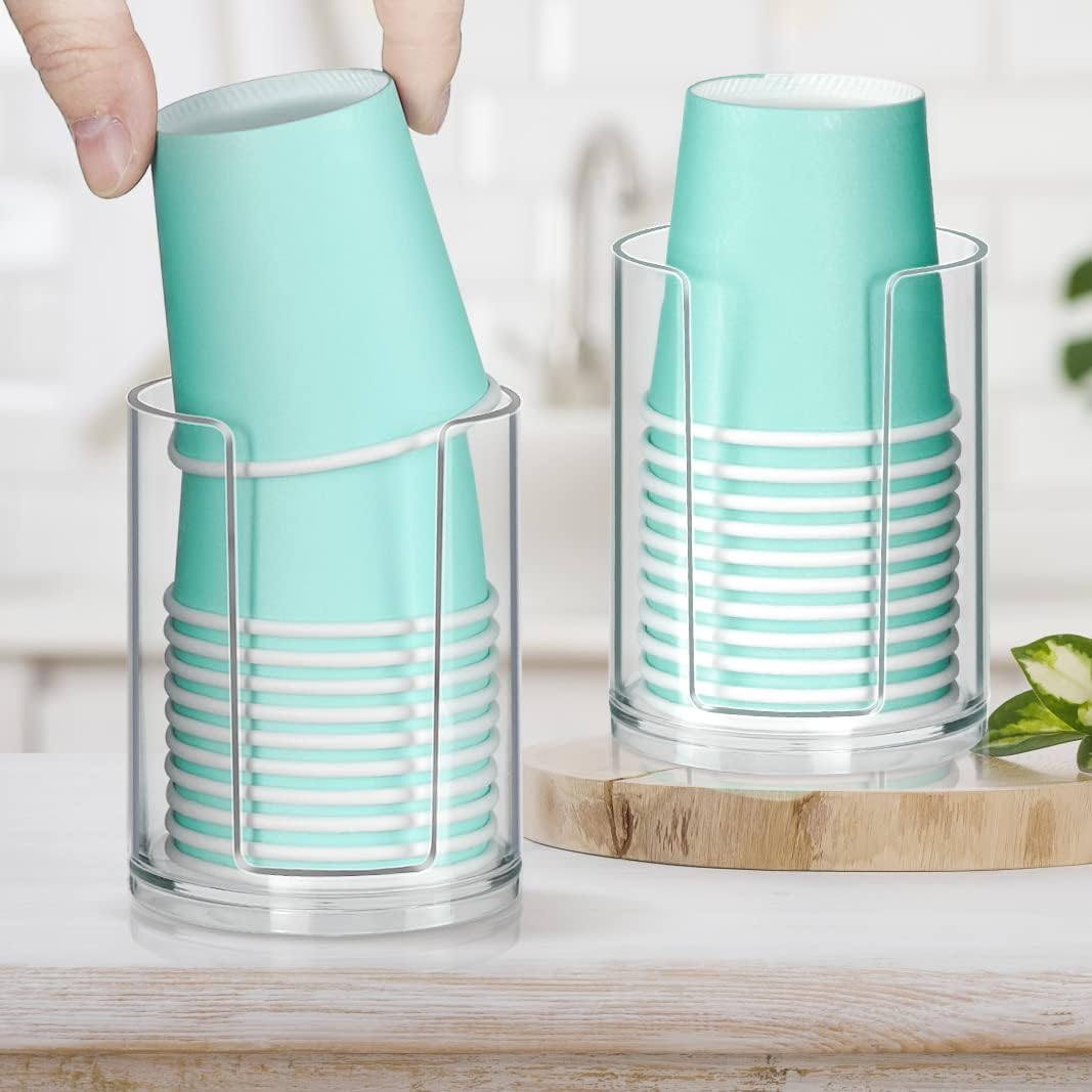 2-Pack Bathroom Cup Dispenser Clear Acrylic Holder for 3oz Paper Cups