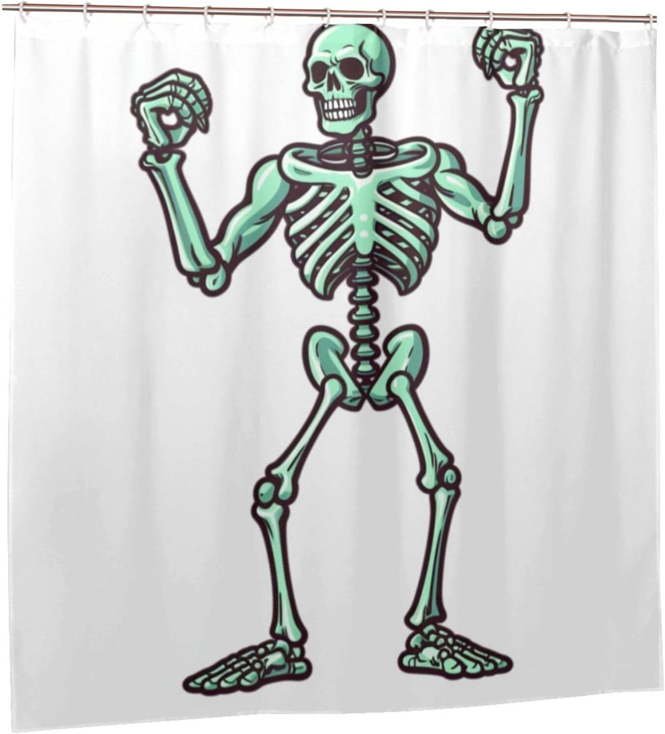 Battle Skeleton Waterproof Shower Curtain Set with 12 Hooks 72x72in