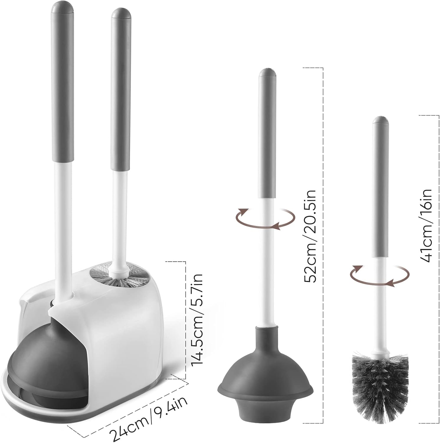 Eyliden Toilet Plunger and Brush Set with Holder