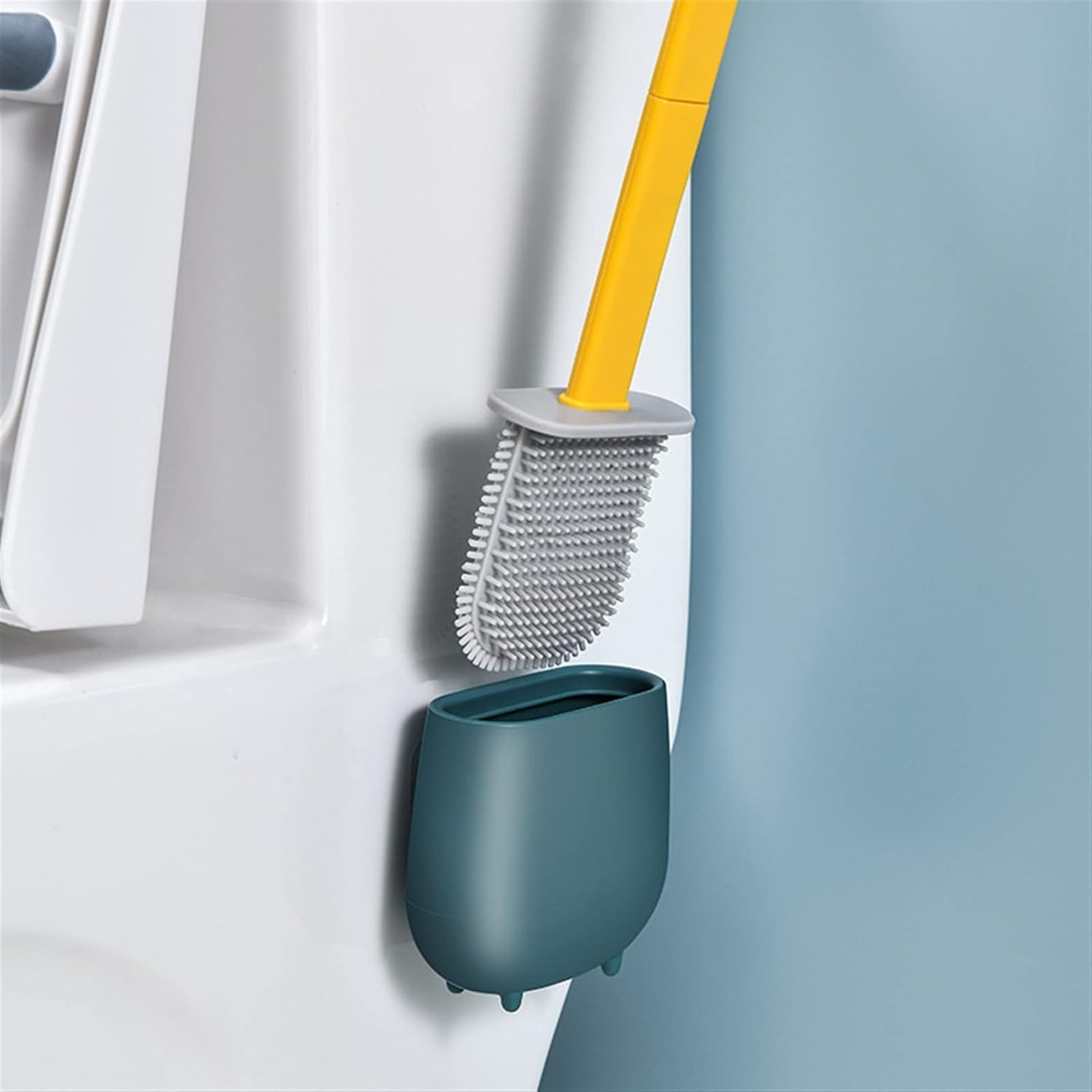 Toilet Brusher with Wall Mount and Green Plunger Holder