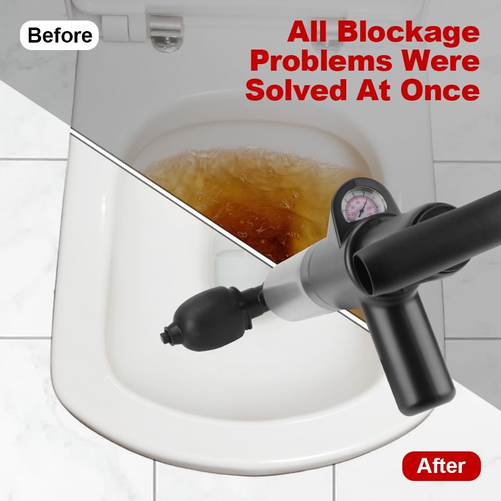 High Pressure Toilet Plunger with Air Blaster 60CM