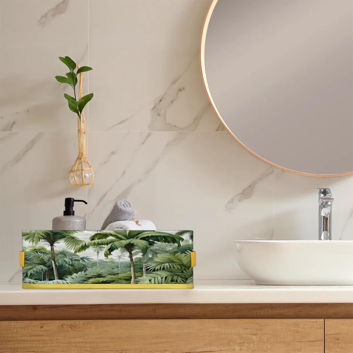 Snatocys Palm Trees Toilet Paper Basket with Handles 1
