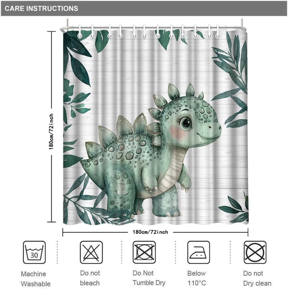Adorable Dinosaur Baby Stegosaurus Shower Curtain with Hooks