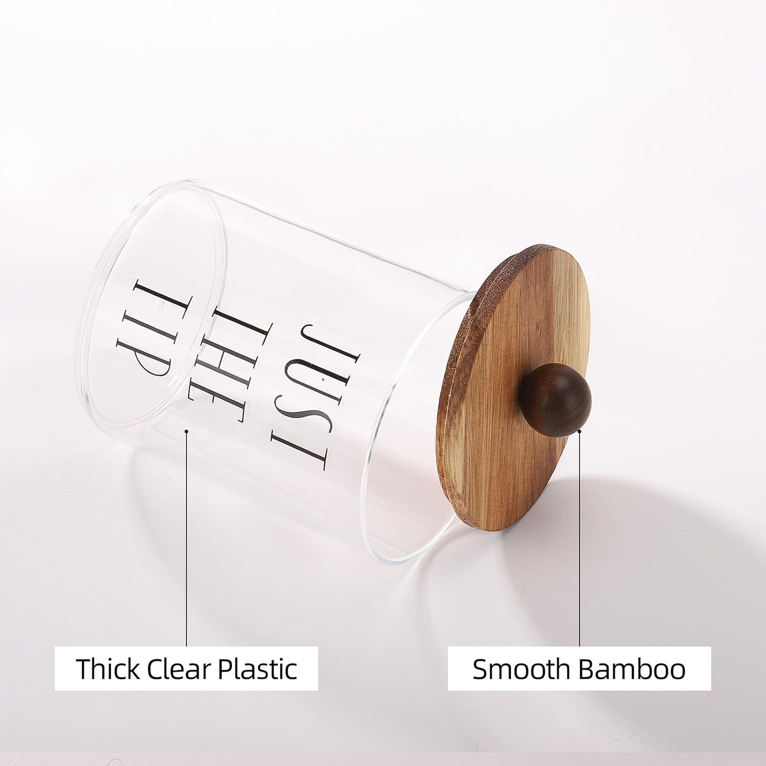 4 Pack Qtip Holder with Wood Lids - 10 oz Clear Storage Jars
