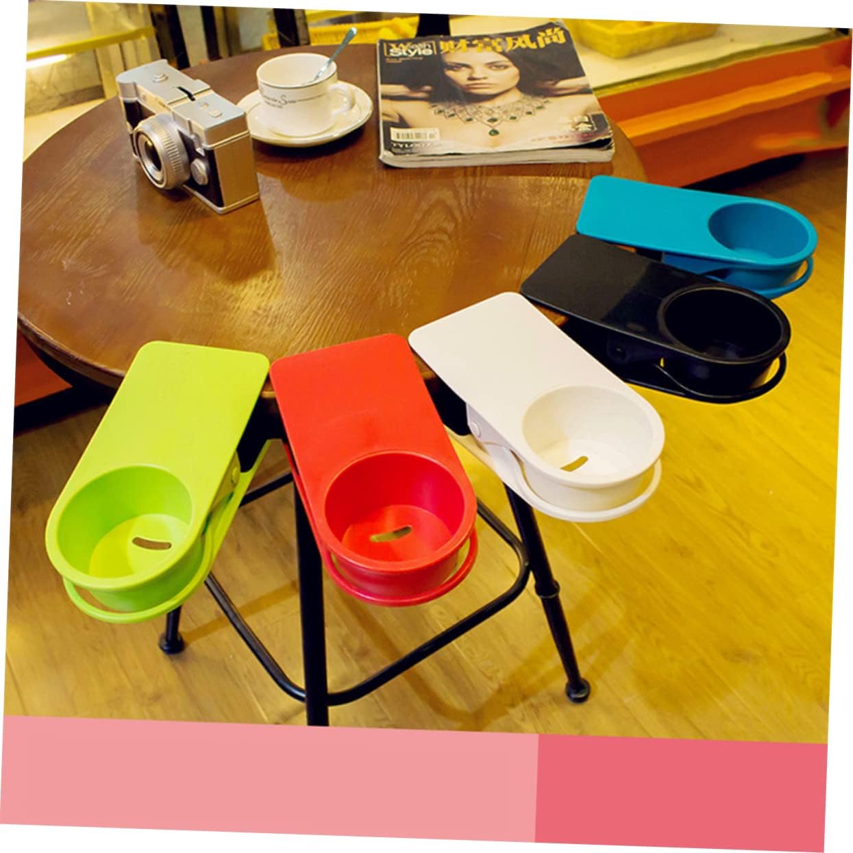 Luxshiny Strong ABS Cup Holder Clip Desk Organizer