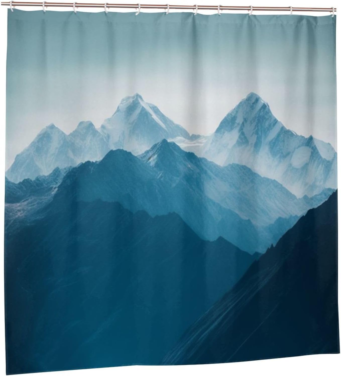 Snowy Mountain Shower Curtain Set with 12 Hooks 72x72in 1
