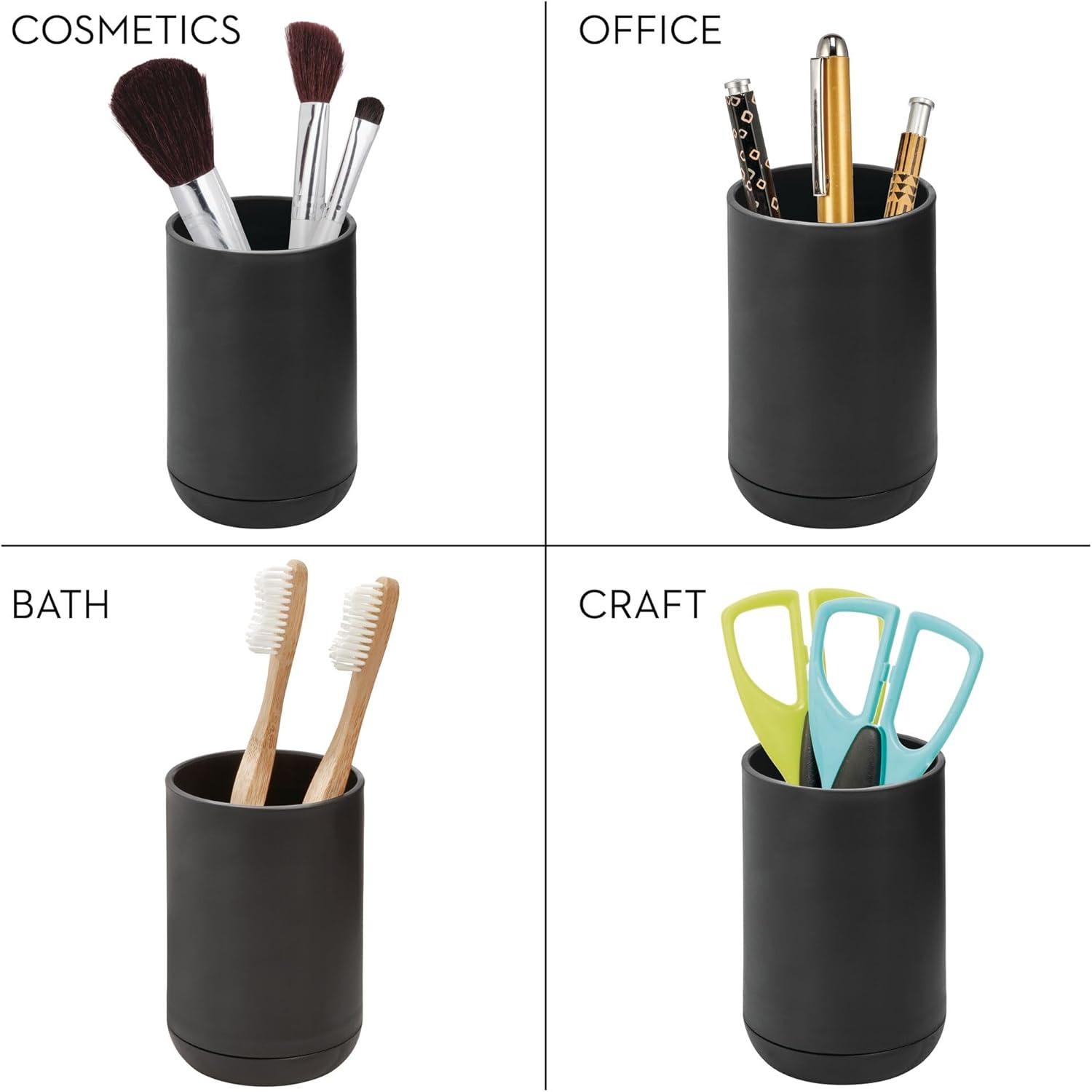 iDesign Cade Toothbrush Holder - Matte Black 3 Slots