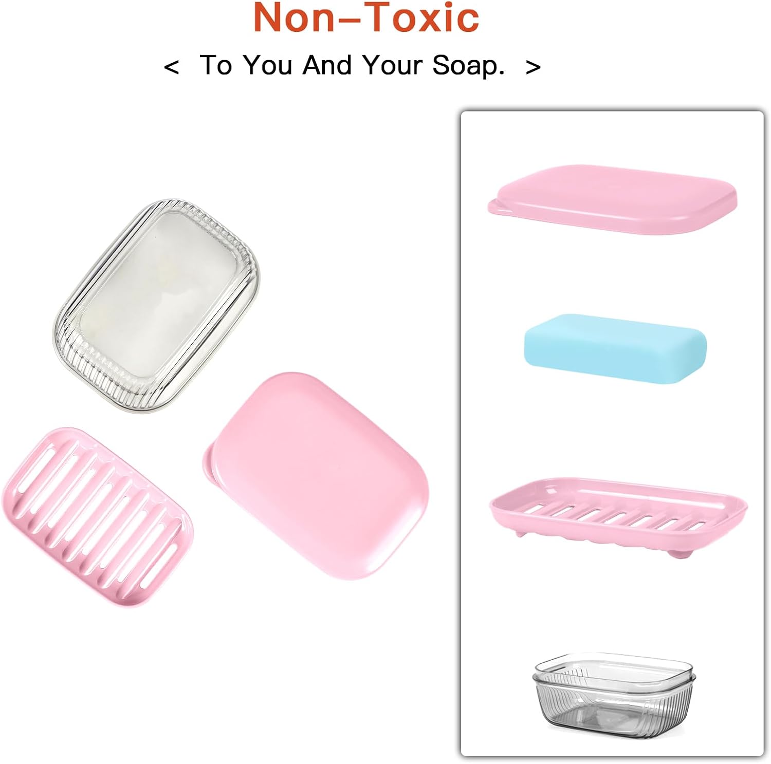 Quatish Leakproof Travel Soap Case Pink