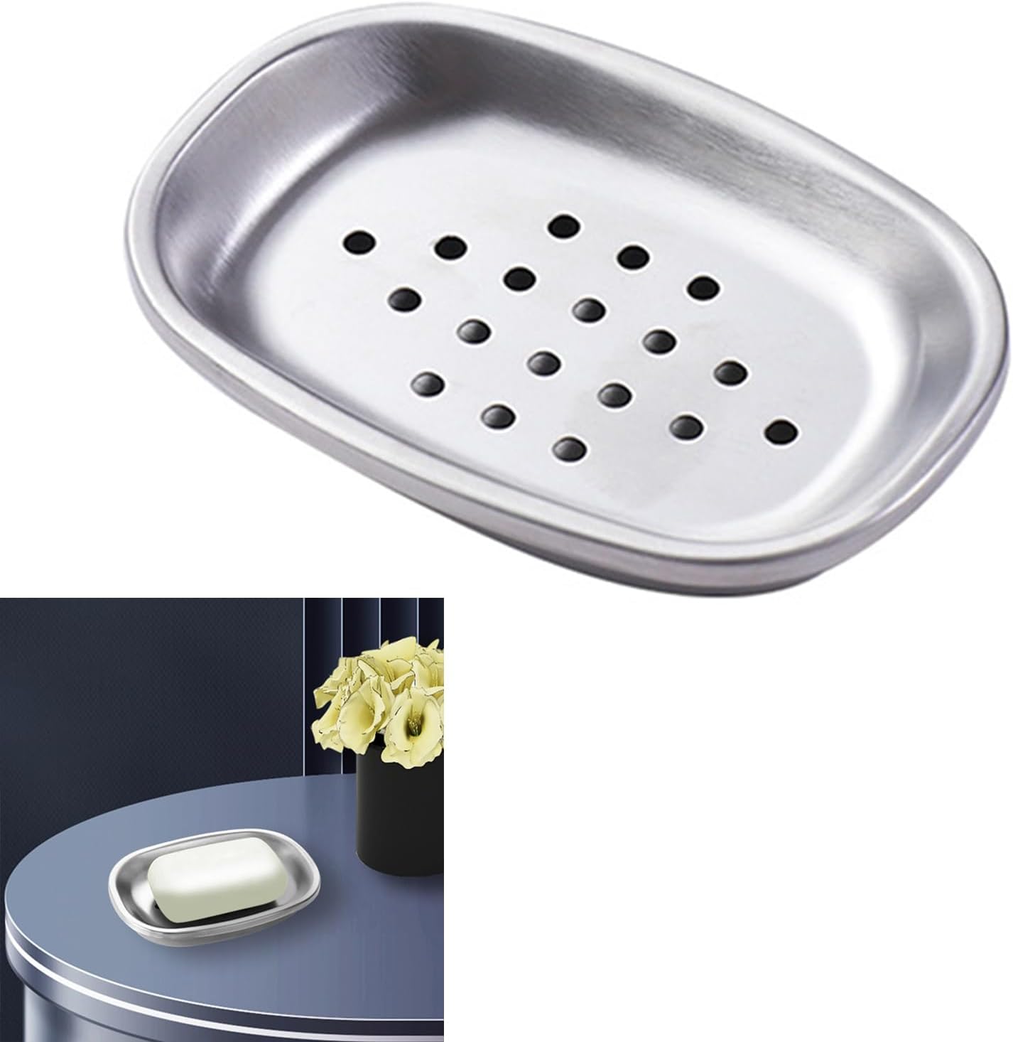 Modern Double Layer Stainless Steel Soap Dish for Bath and Kitchen Use