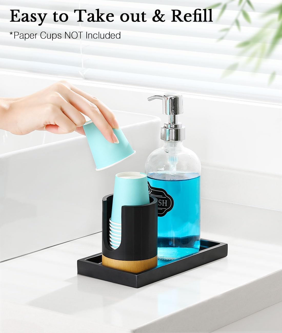 Luxspire Matte Black 3oz Cup Dispenser for Bath