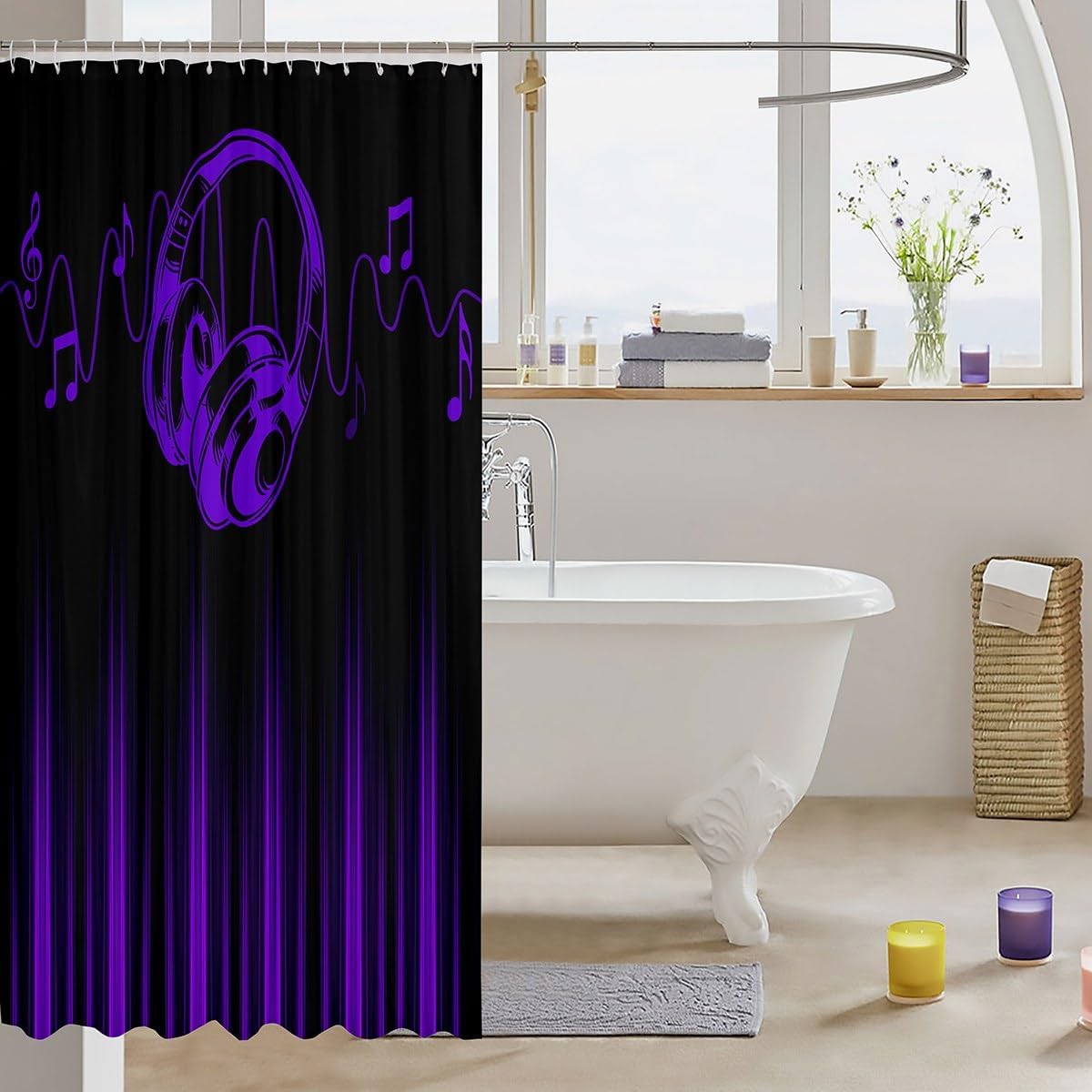 Feelyou Abstract Ombre Shower Curtain Set