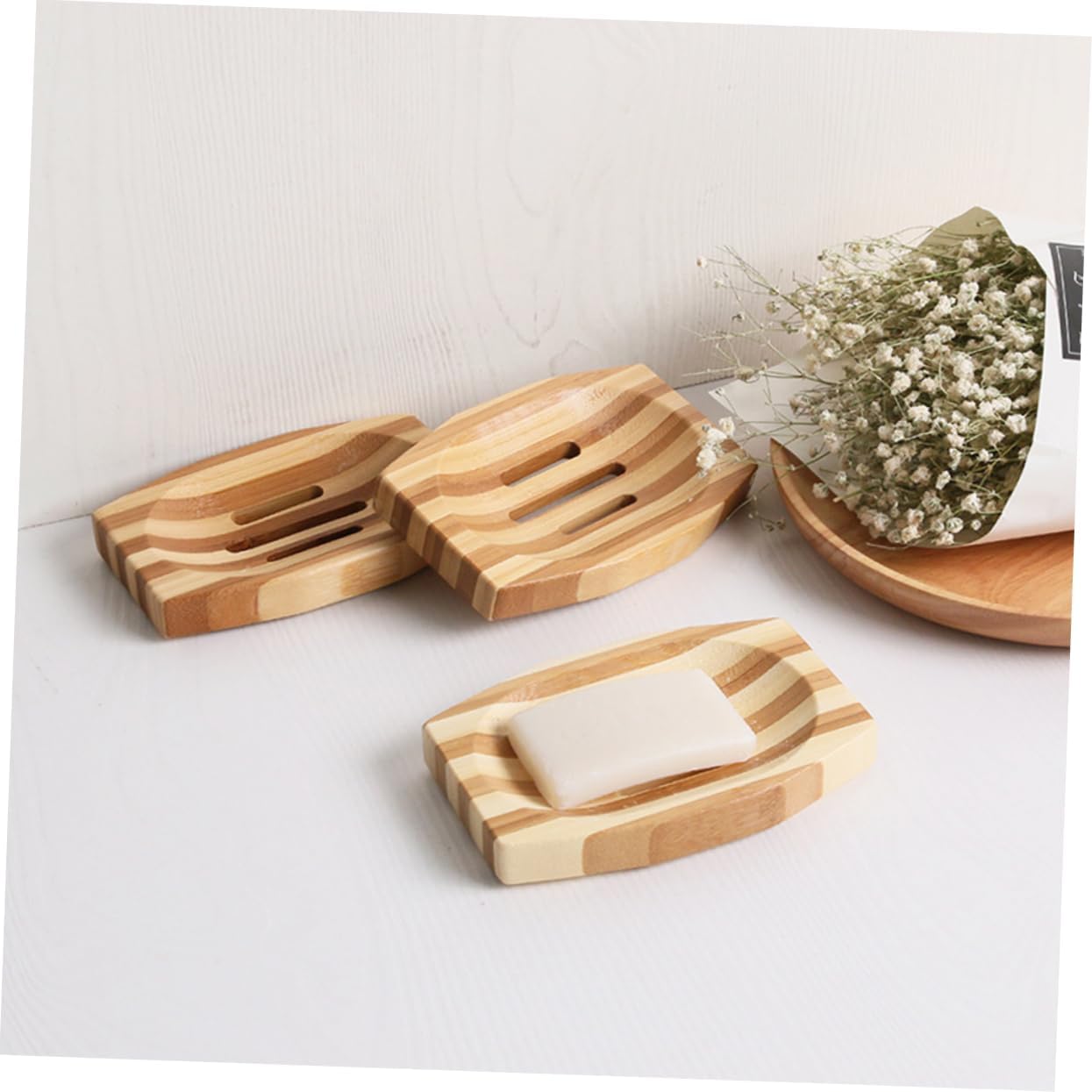 2pcs Hollow Soap Dish with Draining Design for Bathroom and Kitchen