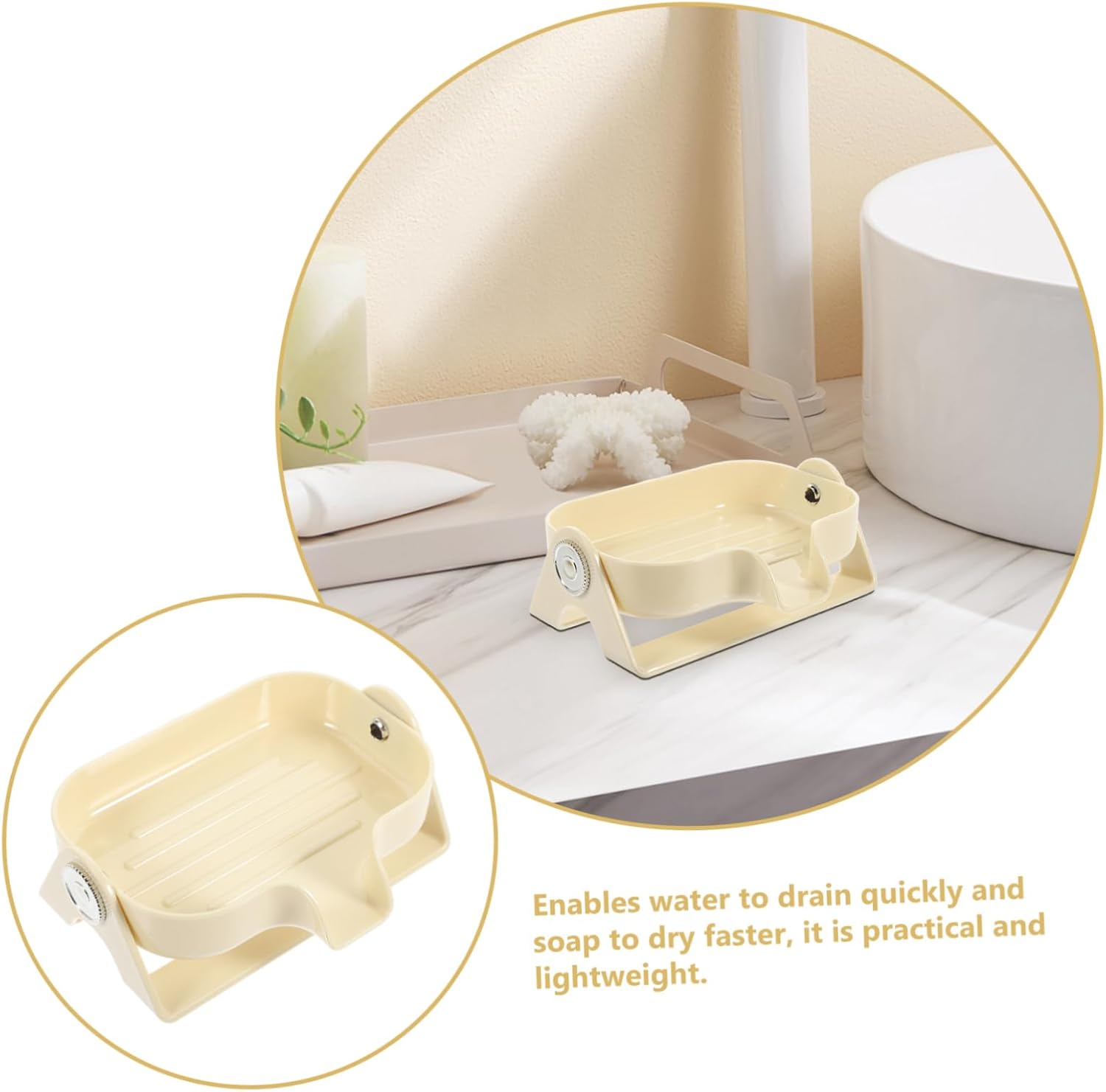 Amosfun Self-Draining Soap Dish Sponge Holder