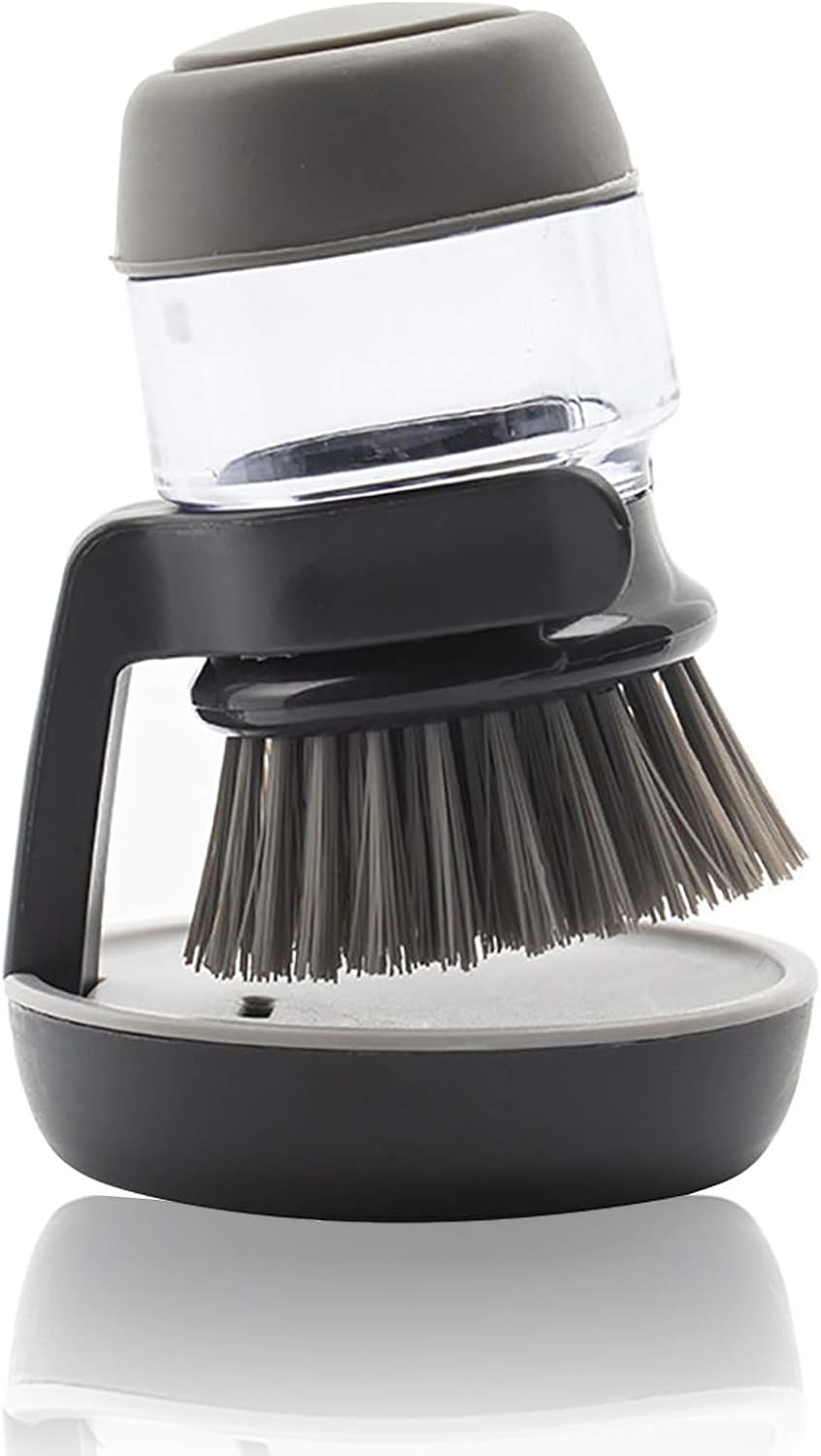 JISSBON Upgraded Palm Brush Kitchen Soap Dispensing Brush with Storage Stand
