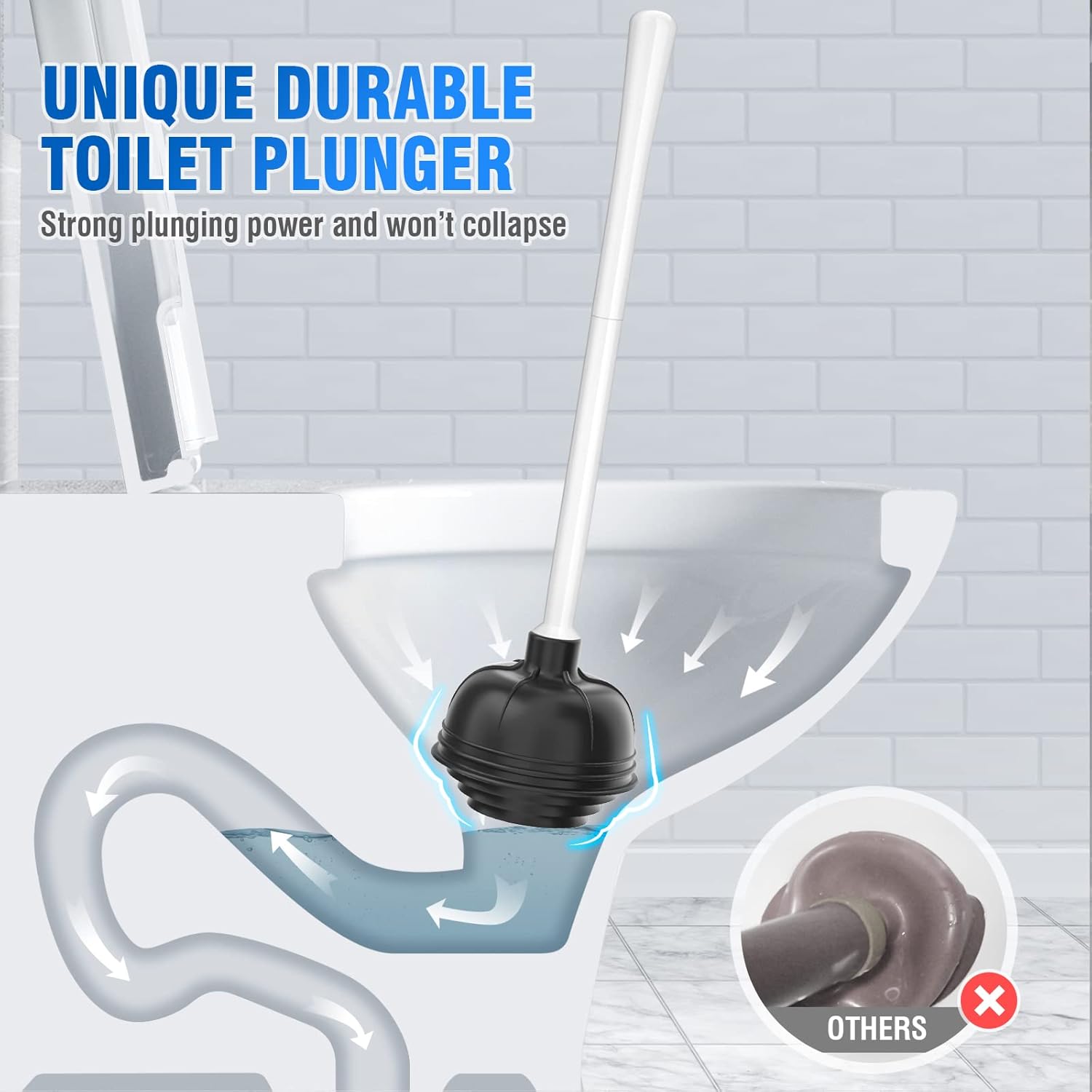UPTRONIC 3 Pack Toilet Plunger with Holder 1