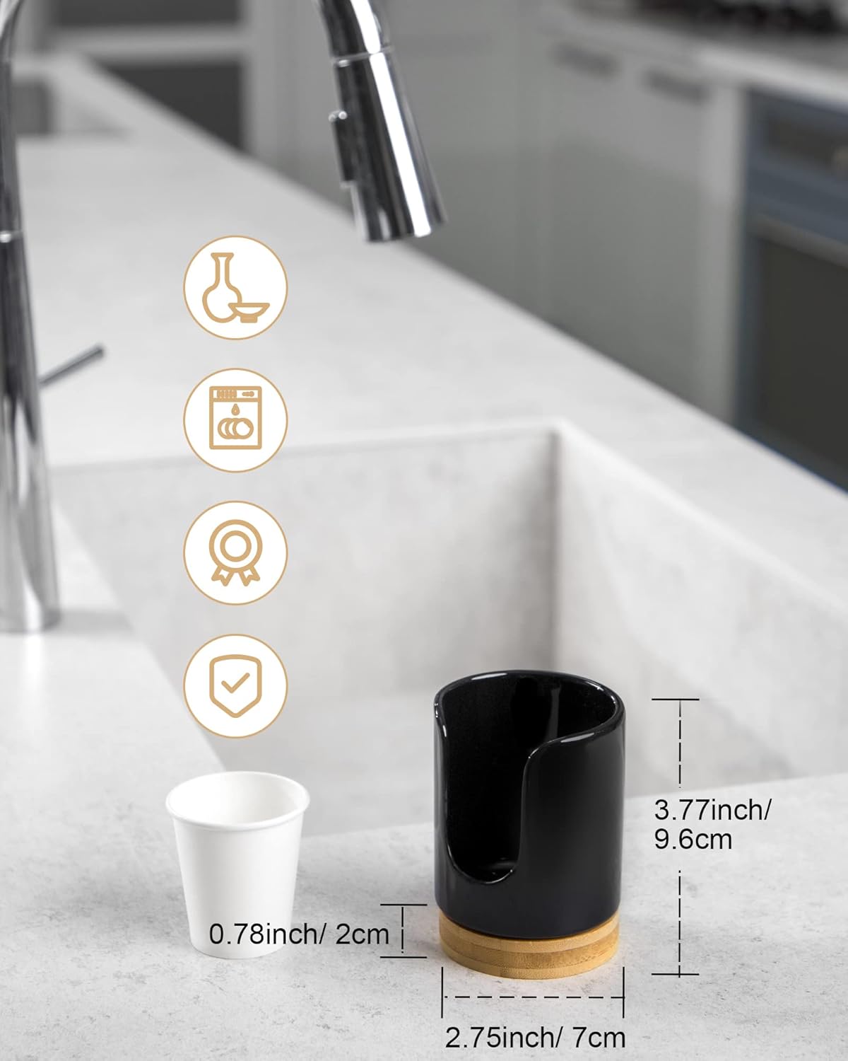 Ceramic Cup Dispenser - 3oz BPA Free Kids Safe Black