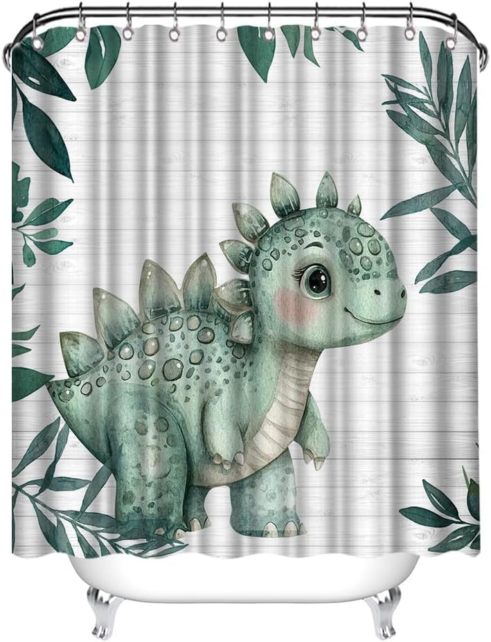 Adorable Dinosaur Baby Stegosaurus Shower Curtain with Hooks