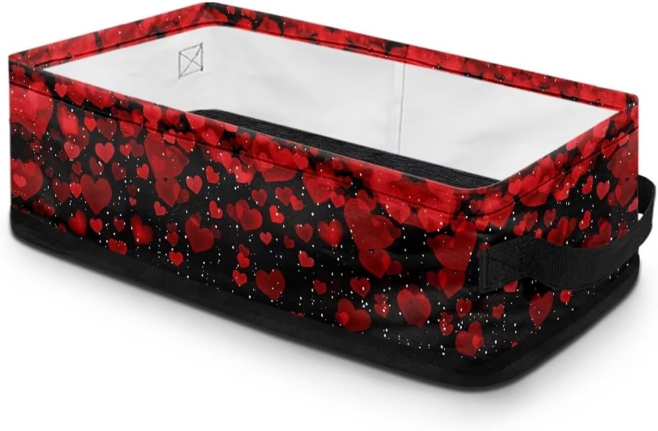 Red Love Heart Toilet Paper Storage Basket with Handle