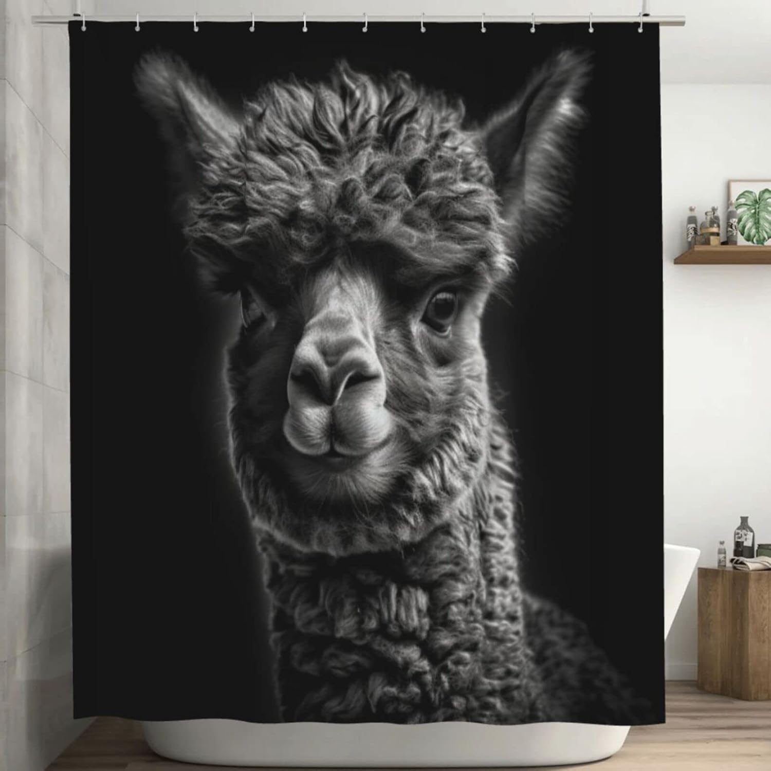 TIYAANDSY Alpaca Boho Shower Curtain Set 72x72in