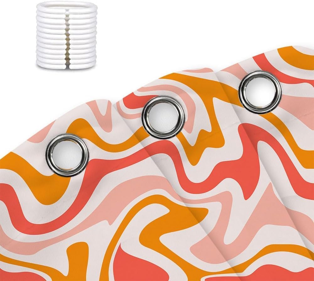 Dongbei Cute Orange Shower Curtain with Hooks 60x70in