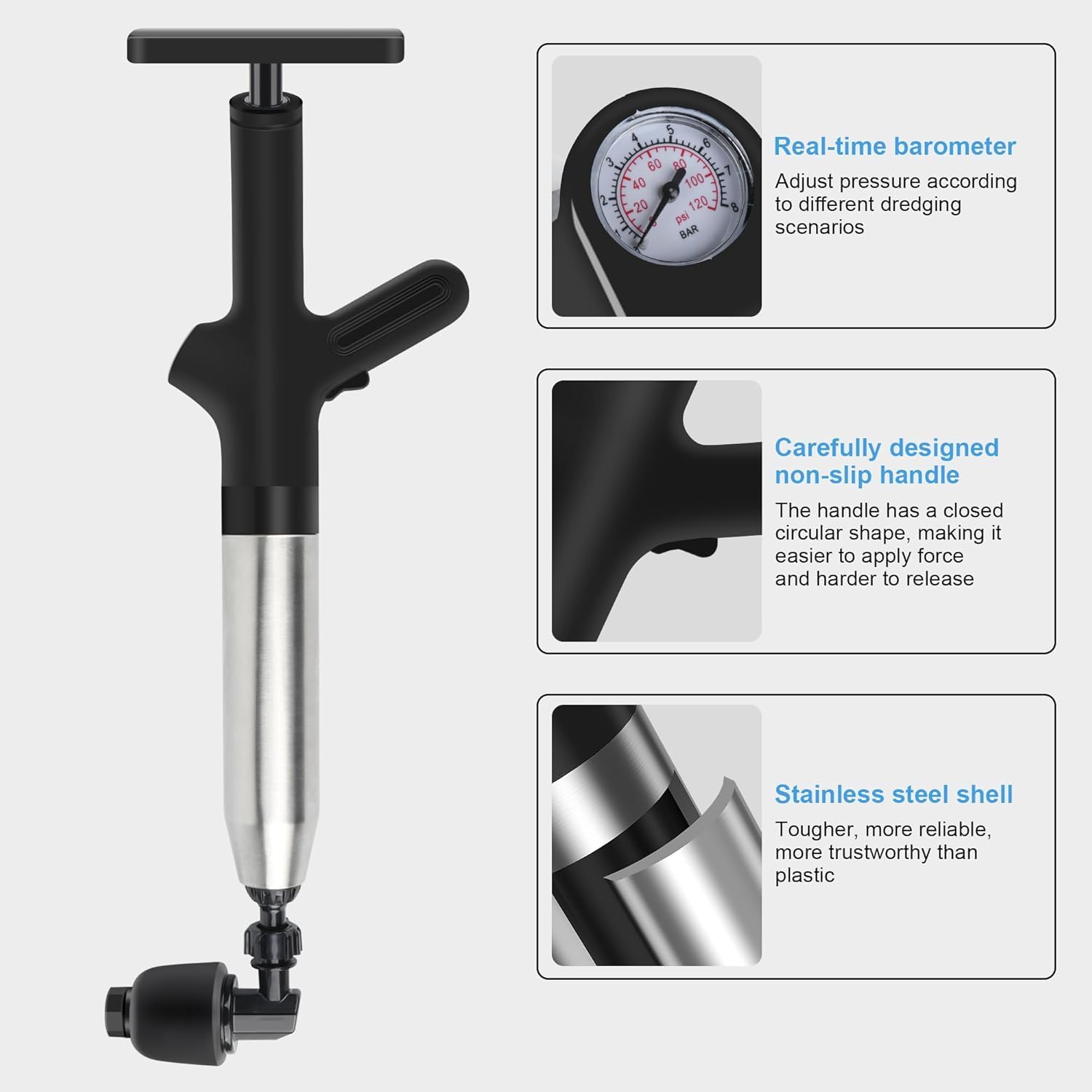 UDXFYS High Pressure Toilet Plunger with Barometer
