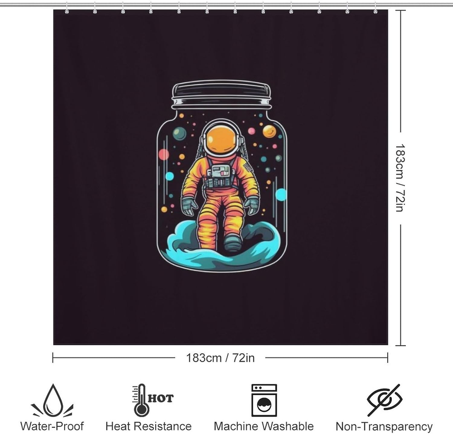 TIYAANDSY Yellow Astronaut Decor Shower Curtain Set