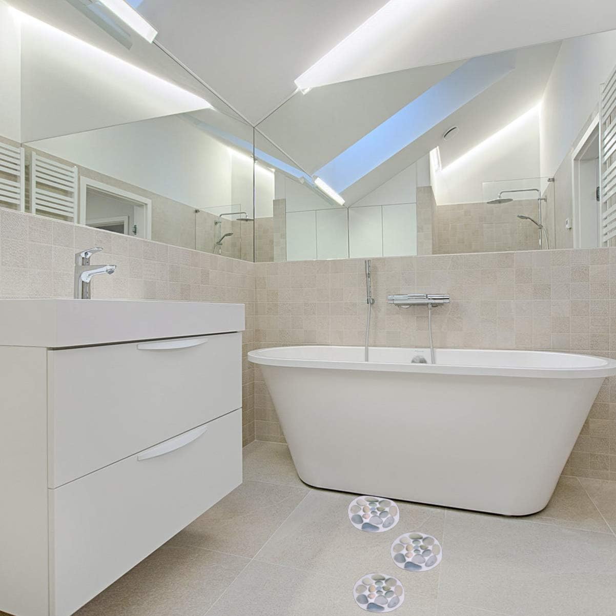 Wakauto 4Pcs Slip Bathroom Stickers with Scraper