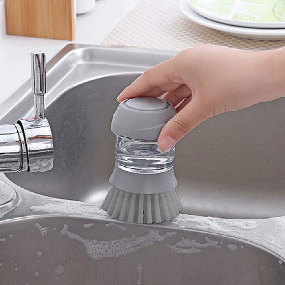 JISSBON Upgraded Palm Brush Kitchen Soap Dispensing Brush with Storage Stand