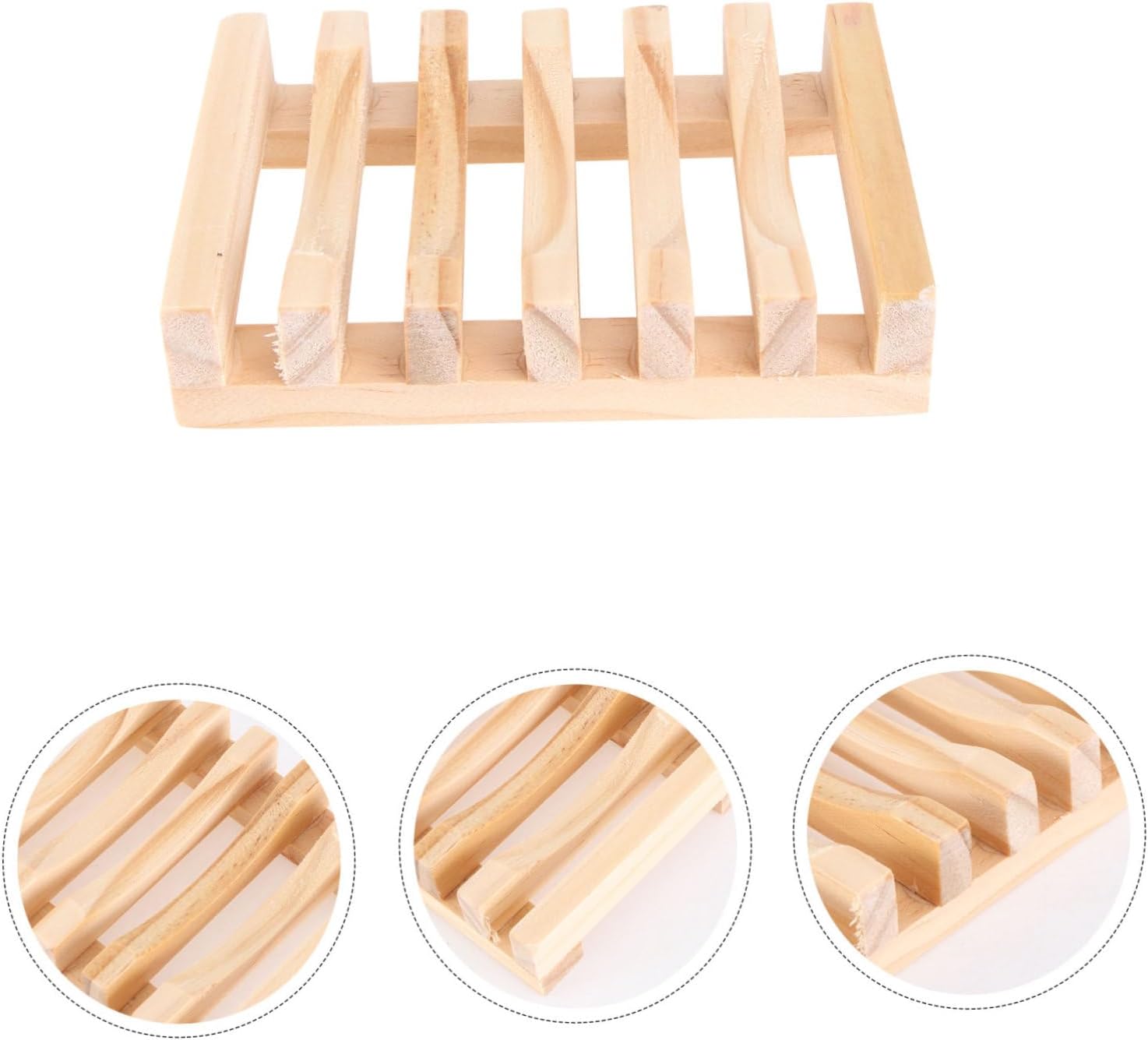 Luxshiny 2pcs Bamboo Soap Rack Draining Tray Wooden Holder