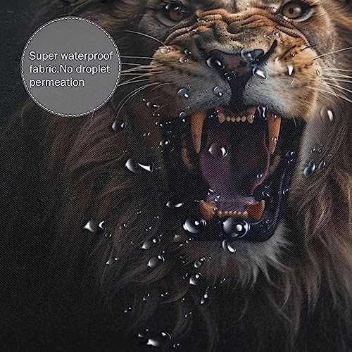 Lion Pattern Shower Curtain Set 72x72in with 12 Hooks