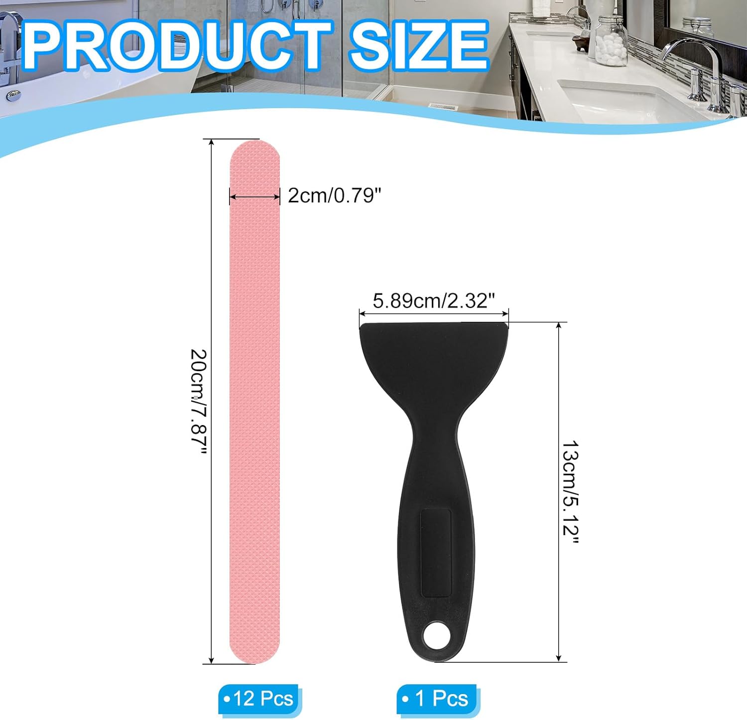 PATIKIL Bathtub Non-Slip Stickers 12 Pack Pink