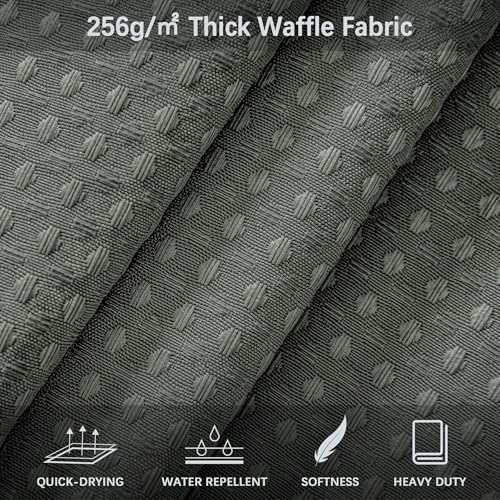 Grey Waffle Weave Shower Curtain Set with 12 Hooks