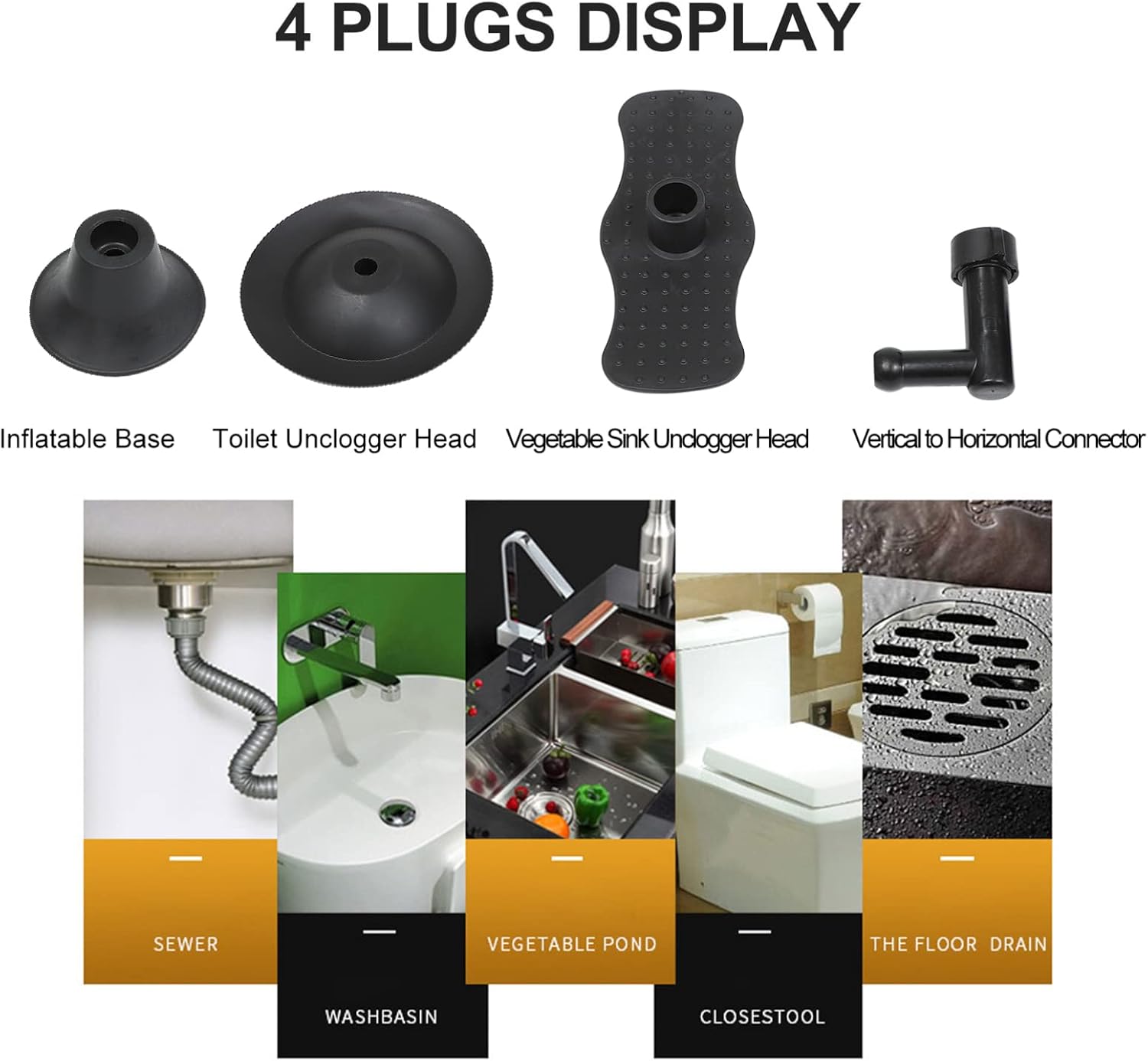 DOITOOL High Pressure Air Drain Plunger Set for Toilets and Sinks