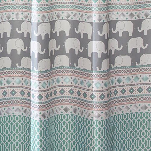 Lush Decor Elephant Stripe Shower Curtain 72x72 Turquoise Pink 1