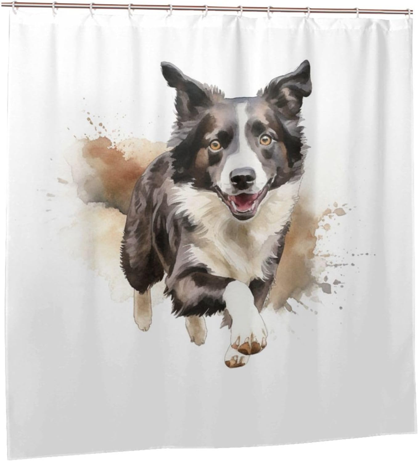 TIYAANDSY Black White Dog Shower Curtain Set 72x72in