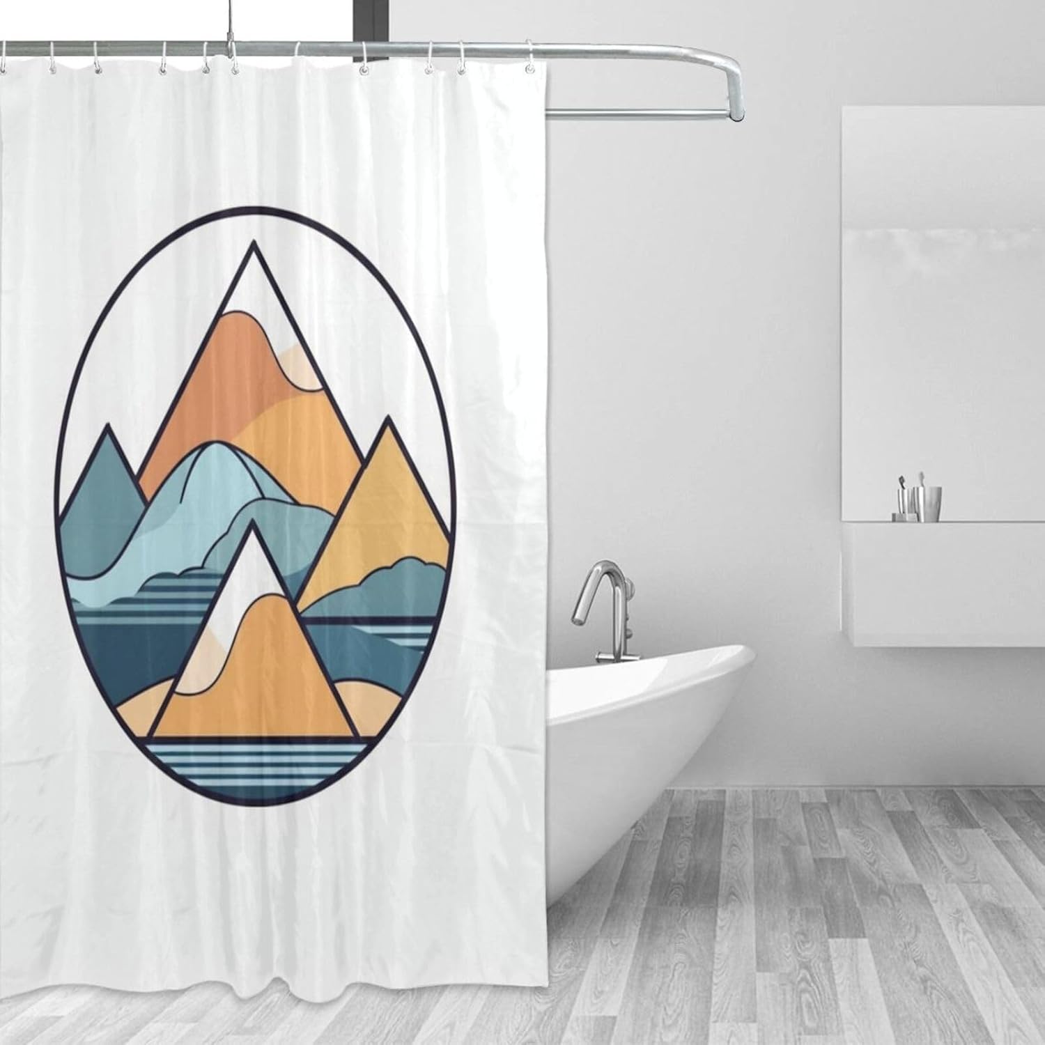 TIYAANDSY Cartoon Mountain Shower Curtain Set