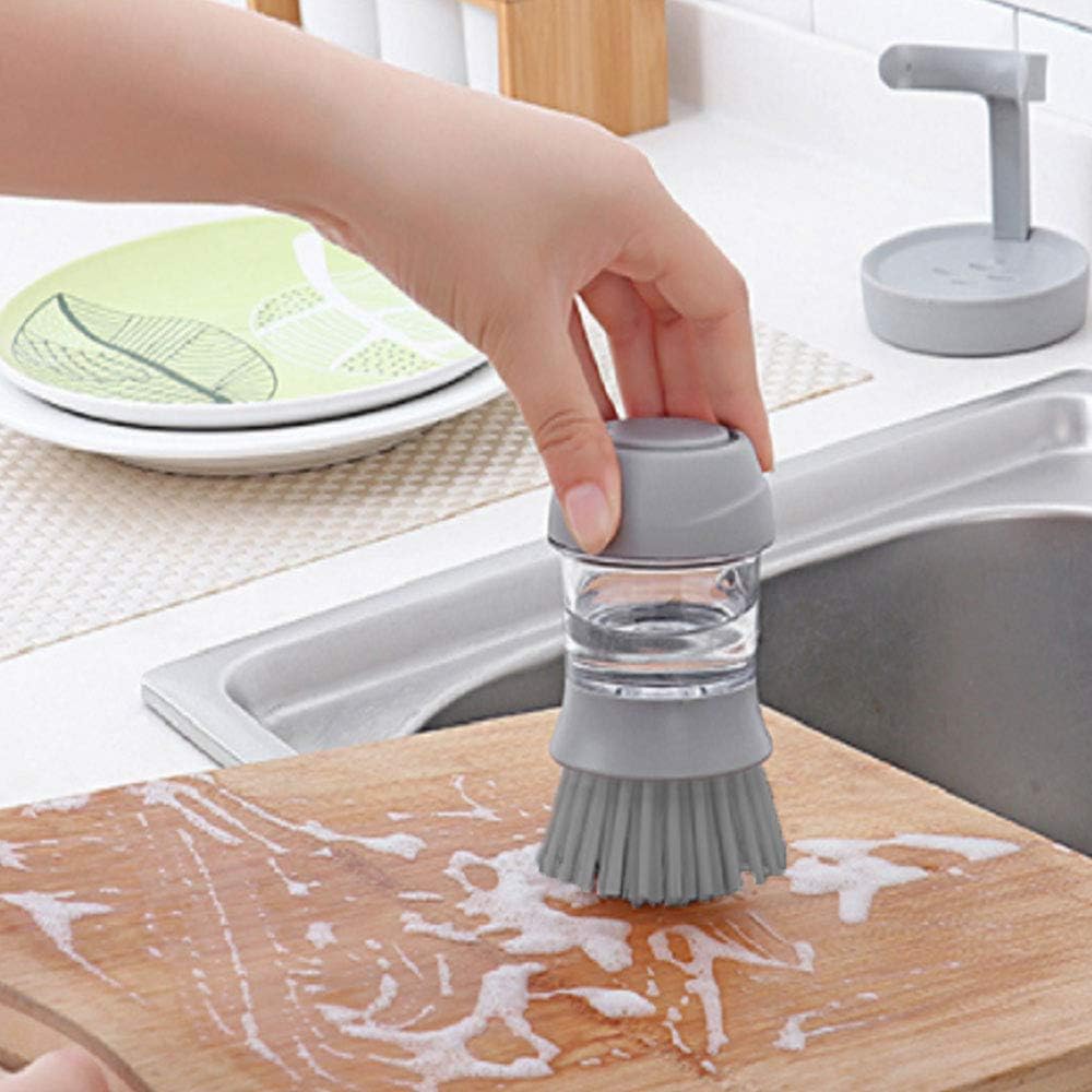 JISSBON Upgraded Palm Brush Kitchen Soap Dispensing Brush with Storage Stand