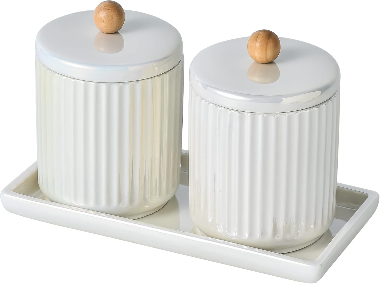 Redelaenor Ceramic Canister Set with Vanity Tray 1