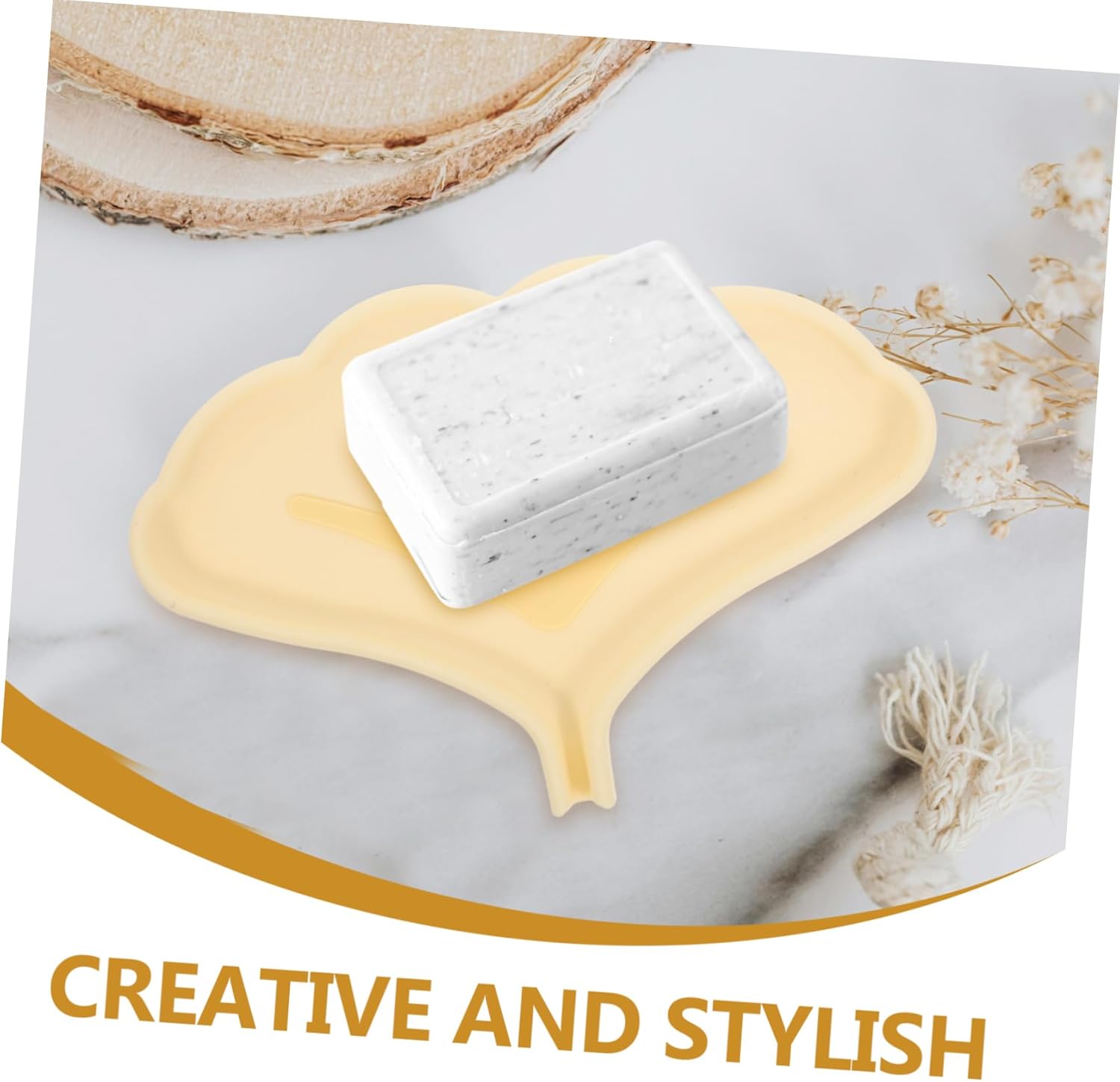 Amosfun Ginkgo Leaf Silicone Soap Dish