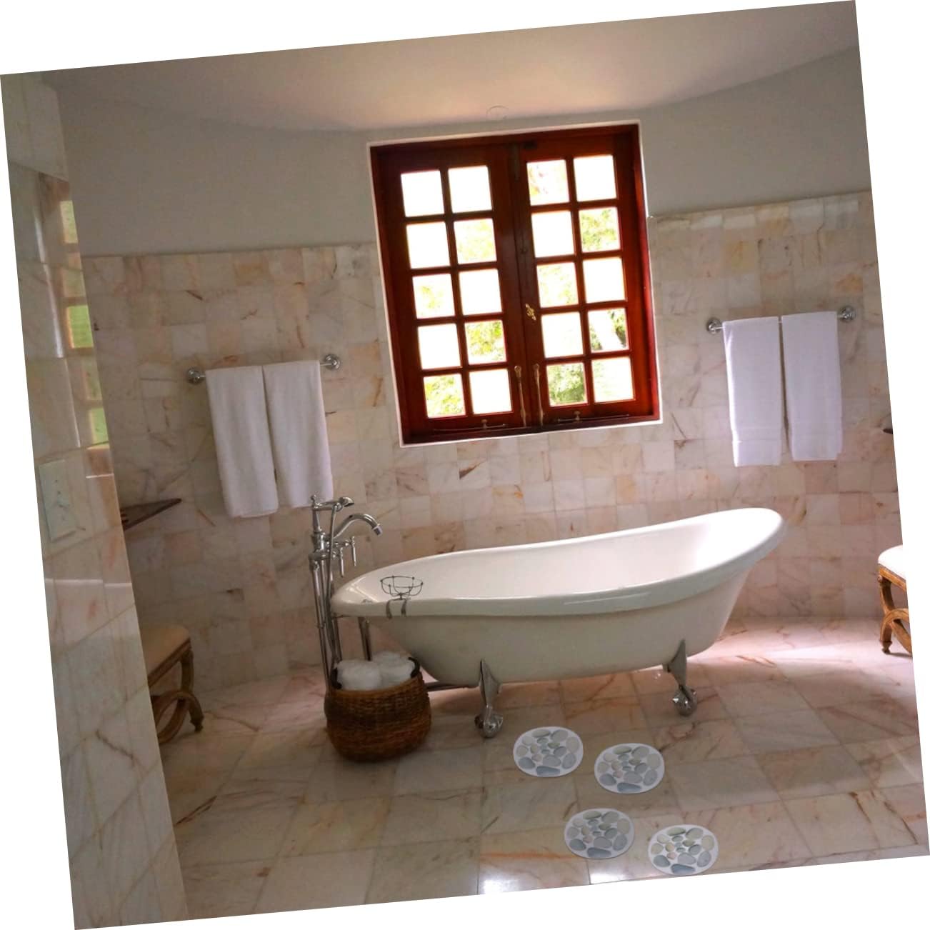 4pcs Bathtub Anti Slip Stickers Stone Pattern Safety Decals