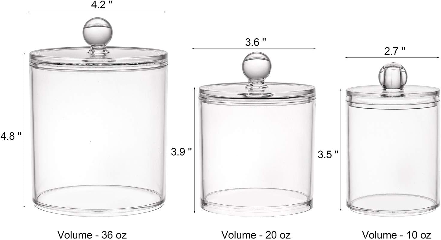 Tbestmax 3-Piece Cotton Swab Holder Set with Clear Lids
