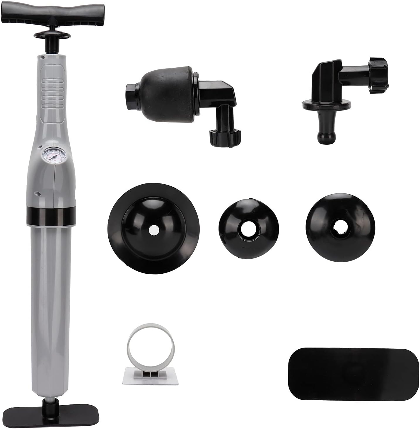 9-in Pressure Plunger Kit Effortless Blockage Removal Gray