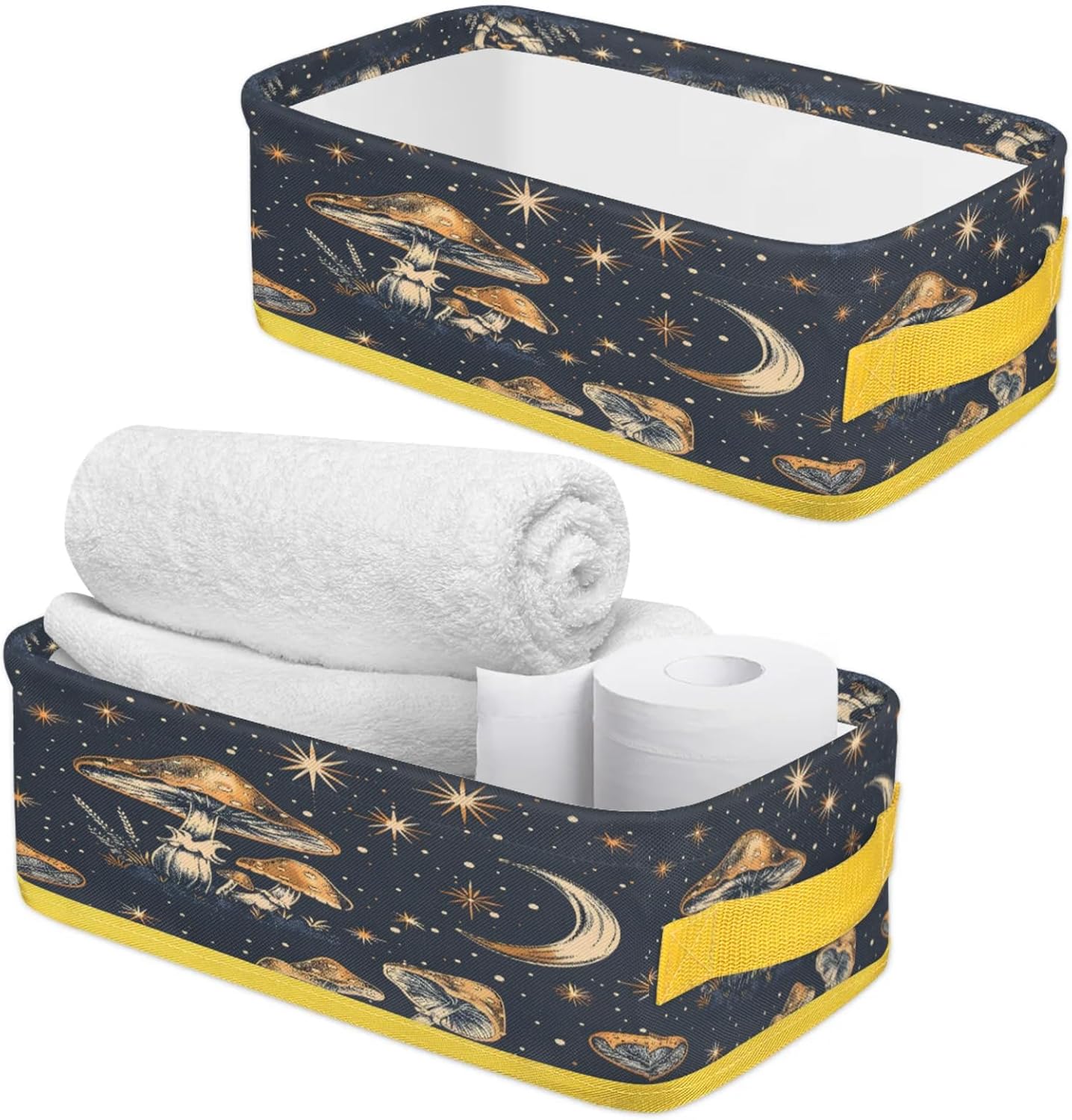 Snatocys Mushroom Moon Toilet Paper Basket with Handles