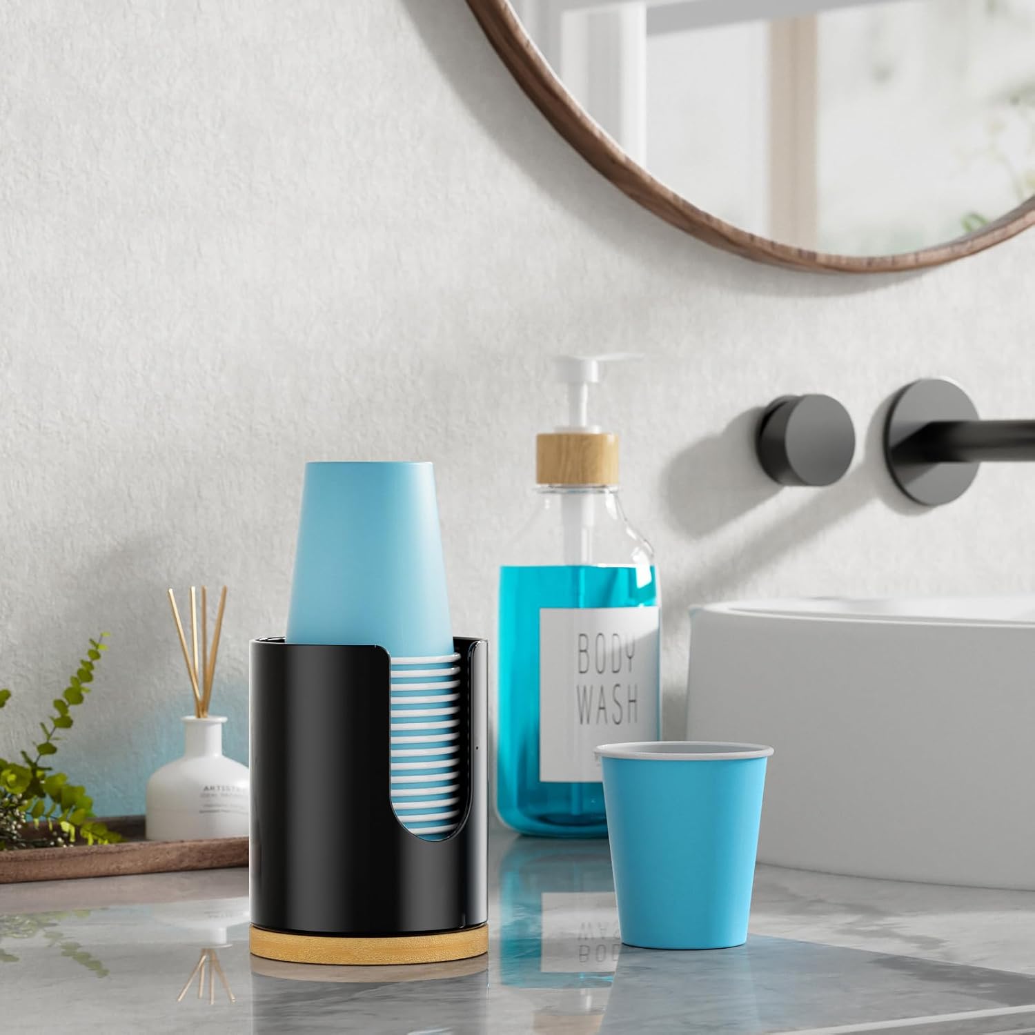 VITVITI Black Cup Dispenser for Bathroom 1