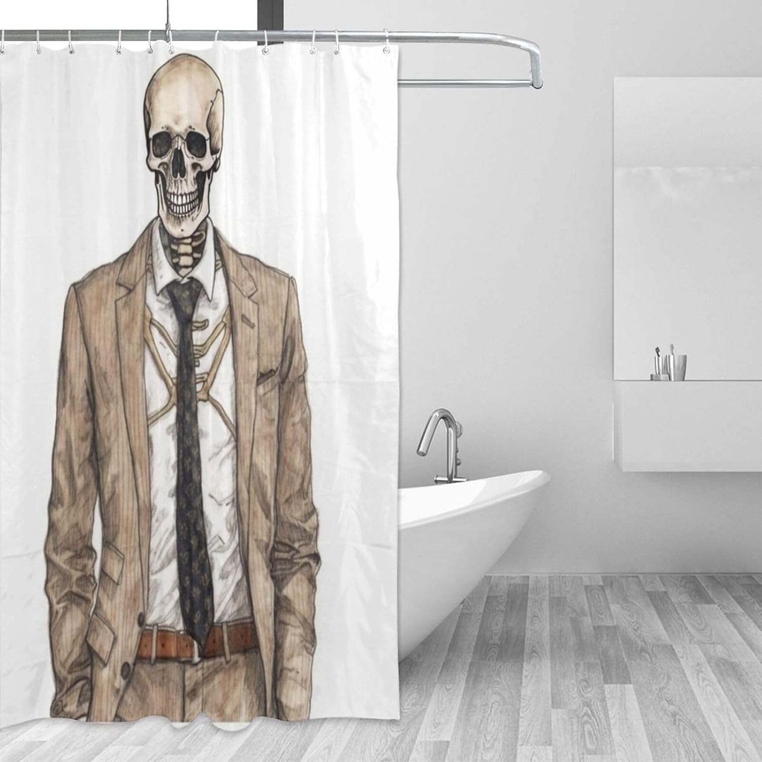 TIYAANDSY Boho Skull Shower Curtain Set 72x72in Waterproof Fabric with 12 Hooks