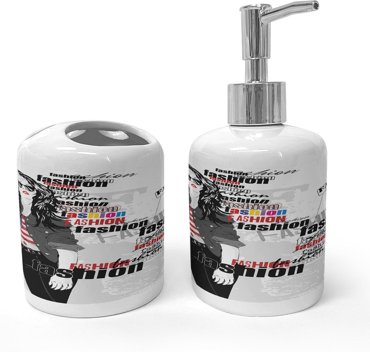 Ambesonne USA Ceramic Soap Dispenser Set