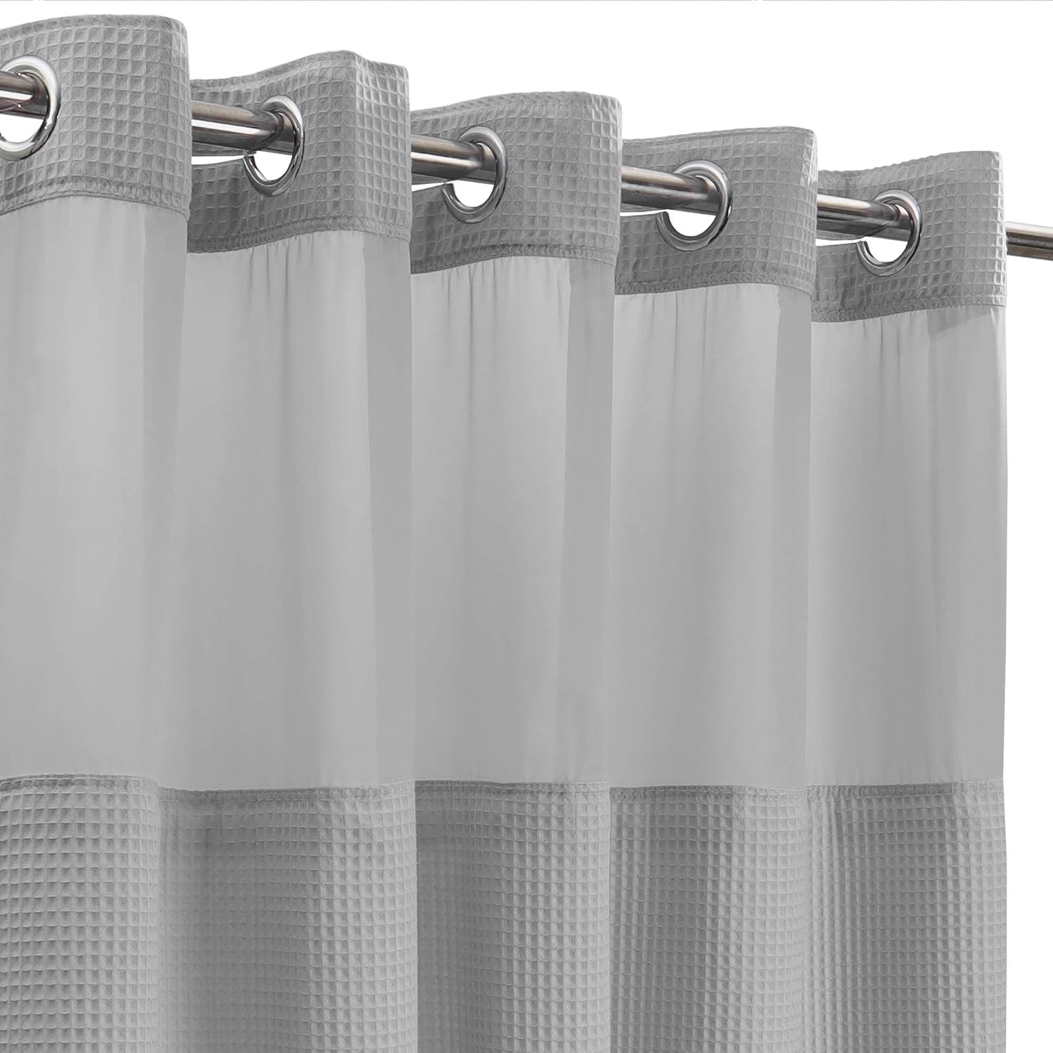 River Dream Gray Fabric Shower Curtain Set with Snap Liner 1