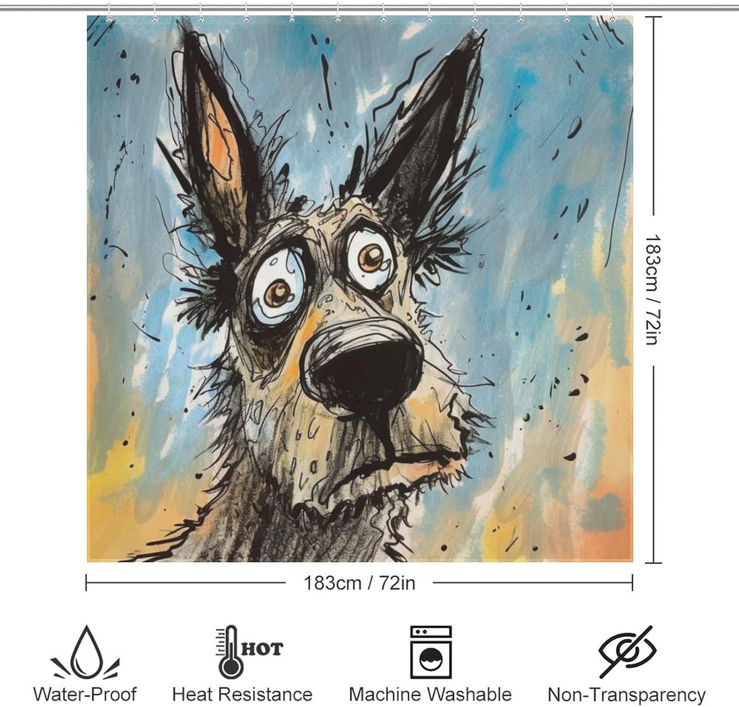 TIYAANDSY Cartoon Dirty Dog Shower Curtain Set 1