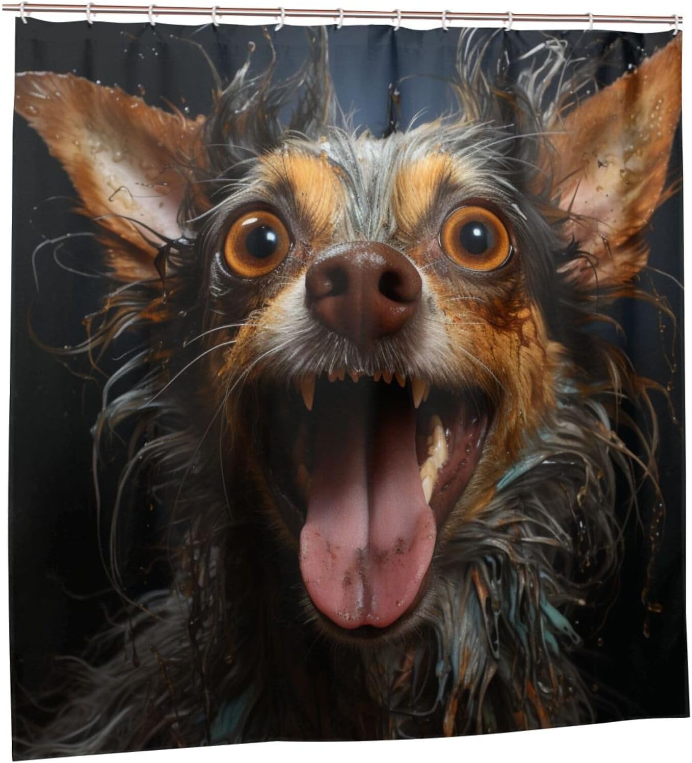 Smile Dog Waterproof Shower Curtain Set 72x72in